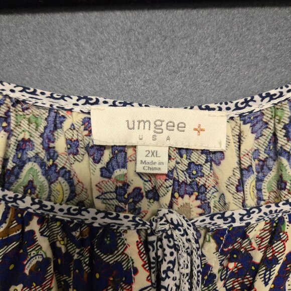 Umgee + Cold Shoulder Flowy Bell Sleeve Paisley Print Boho Blouse 2XL - Picture 4 of 9